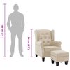vidaXL Sessel mit Fußhocker Creme Stoff