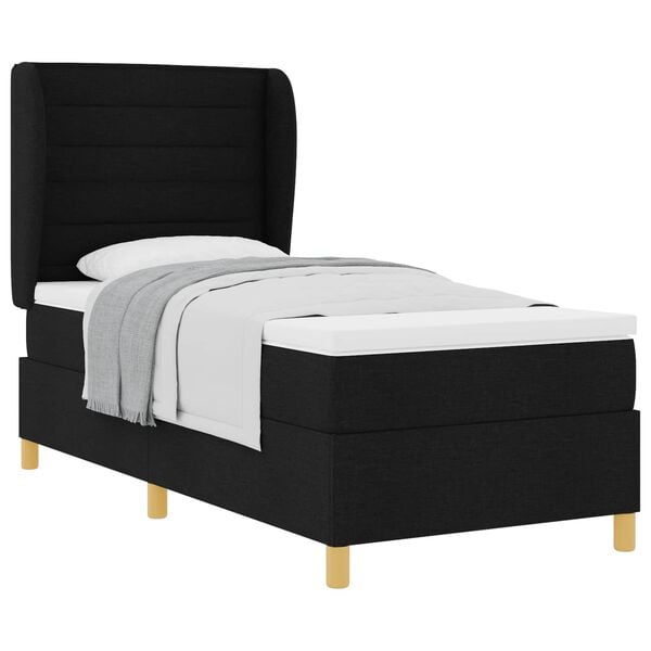 vidaXL Boxspringbett mit Matratze Schwarz 200 x 80 cm Stoff