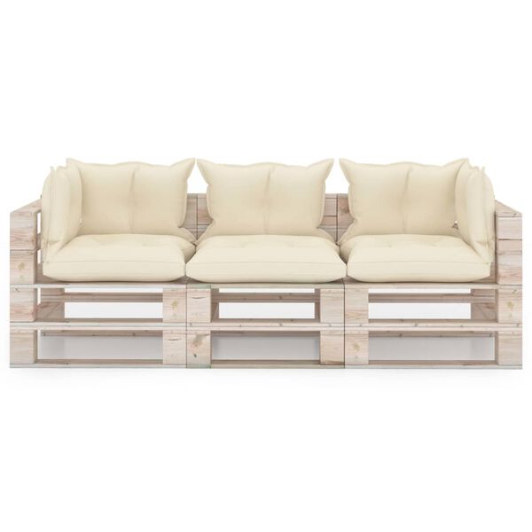 vidaXL Garten-Palettensofa 3-Sitzer mit Kissen Kiefernholz