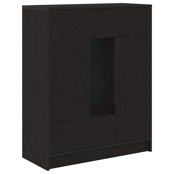 vidaXL Sideboard mit Schubladen Türen Schwarz Eichen-Optik 73x31x90 cm