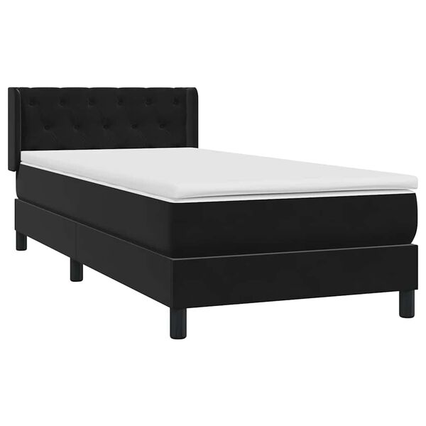 vidaXL Boxspringbett mit Matratze Schwarz 80x220 cm Samt