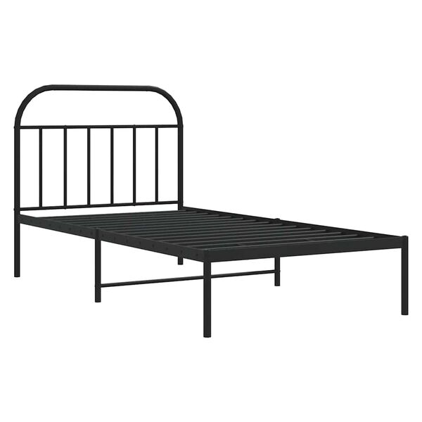 vidaXL Bettgestell mit Kopfteil Metall Schwarz 100x190 cm