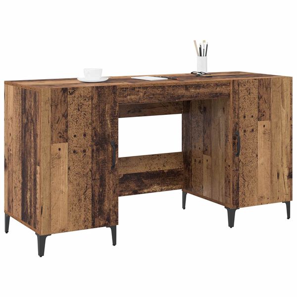 vidaXL Schreibtisch mit T&uuml;r Altholz 140 x 50 x 75 cm Holzwerkstoff