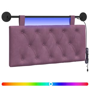 vidaXL H&auml;ngendes Kopfteil Mit LED Licht Lila Samt