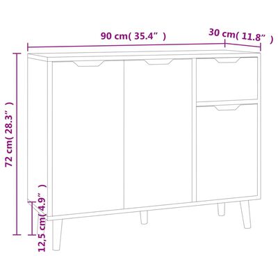 vidaXL Sideboard Grau 90x30x72 cm Holzwerkstoff