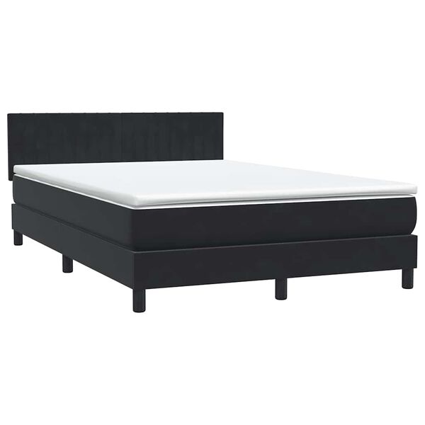 vidaXL Boxspringbett mit Matratze Schwarz 160x210 cm Samt