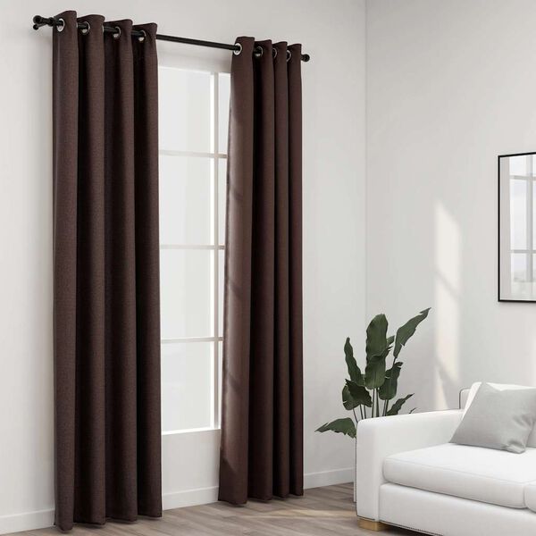 vidaXL Verdunkelungsvorh&auml;nge &Ouml;sen Leinenoptik 2 Stk. Taupe 140x225 cm