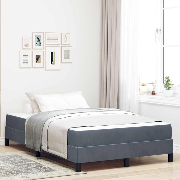 vidaXL Boxspringbett mit Matratze Dunkelgrau 120 x 190 cm Stoff