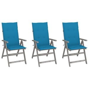 vidaXL Verstellbare Gartenst&uuml;hle 3 Stk. mit Auflagen Massivholz Akazie