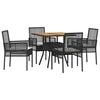 vidaXL Garten Essgruppe 5 pcs Schwarz Poly-Rattan