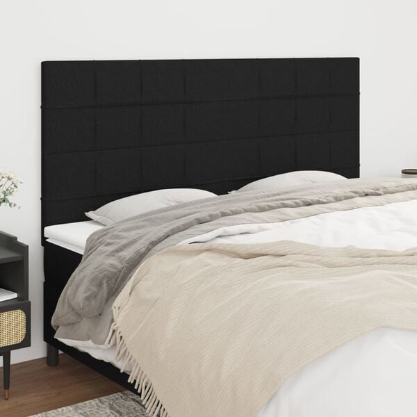 vidaXL Kopfteil Schwarz 180 x 5 x 118/128 cm Stoff