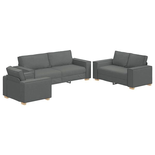vidaXL Sofa 3 pcs Dunkelgrau 220 x 80 x 84 cm Leinenmischgewebe