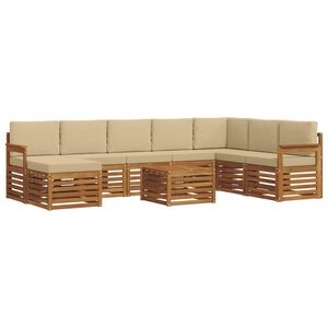 vidaXL Sofagarnituren 9 pcs Natur und Beige Massivholz Akazie
