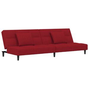 vidaXL Schlafsofa 2-Sitzer mit 2 Kissen Weinrot Samt