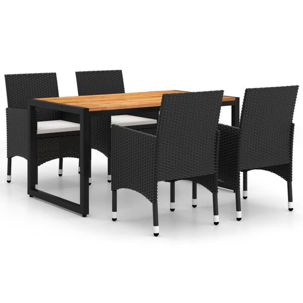 vidaXL 5-tlg. Garten-Essgruppe Schwarz