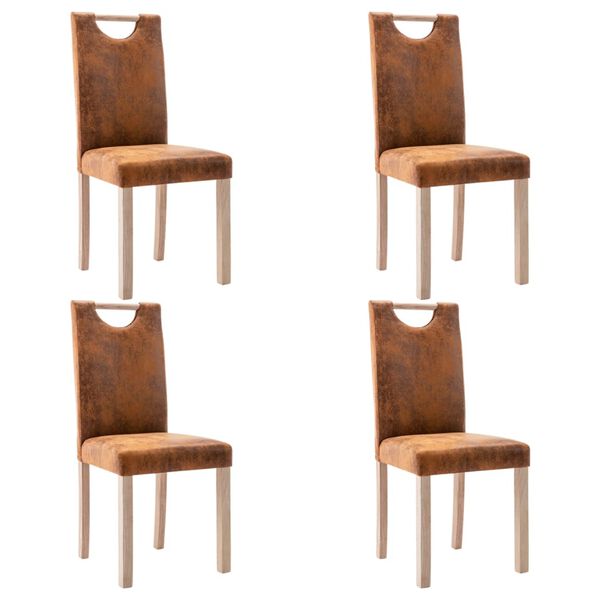 vidaXL Esszimmerst&uuml;hle 4 Stk. Braun Wildleder-Optik