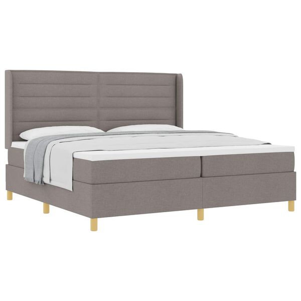 vidaXL Boxspringbett mit Matratze Taupe 200 x 200 cm Stoff