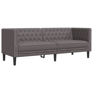 vidaXL Chesterfield-Sofa 3-Sitzer Grau Kunstleder