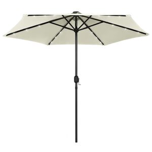 vidaXL Sonnenschirm mit LED-Beleuchtung und Alu-Mast 270 cm Sandwei&szlig;