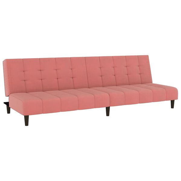 vidaXL Schlafsofa 2-Sitzer mit Hocker Rosa Samt