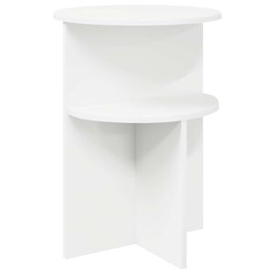 vidaXL Beistelltisch mit Speicher Wei&szlig; &Oslash; 39,5 x 55 cm Holzwerkstoff