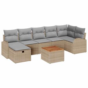 vidaXL Gartensofa-set mit Kissen mit Speicher 8 pcs Beige Poly-Rattan