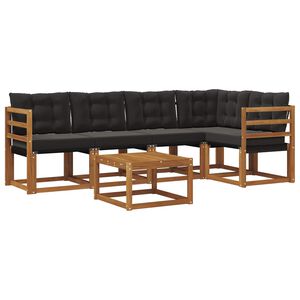 vidaXL Outdoor-Sofagarnitur mit Kissen 6 pcs Nat&uuml;rlich und Schwarz