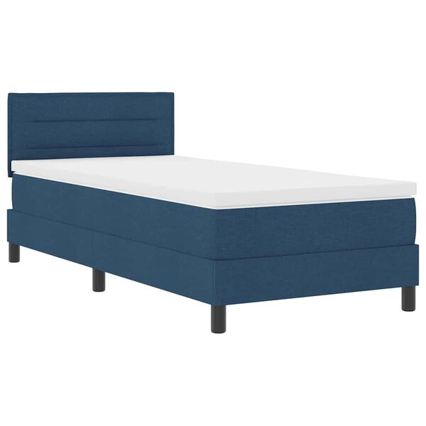 vidaXL Boxspringbett mit Matratze mit Kopfteil Blau 90 x 190 cm Stoff
