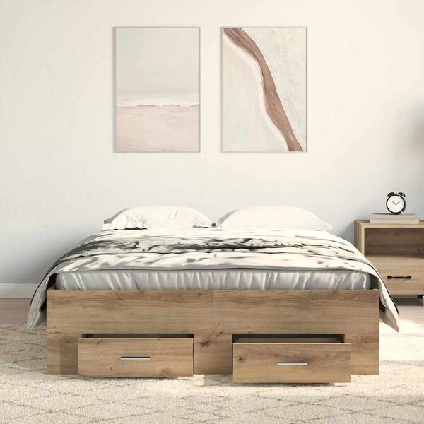 vidaXL Bettrahmen Artisan-Eiche 120 x 190 cm Holzwerkstoff