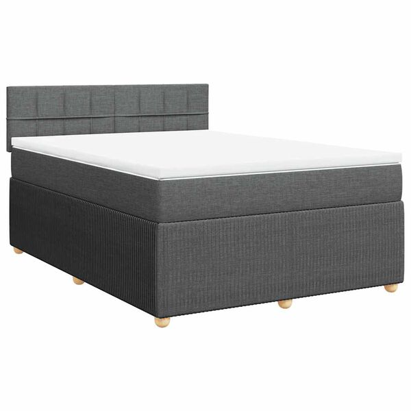 vidaXL Boxspringbett mit Matratze Dunkelgrau 140x200 cm Stoff