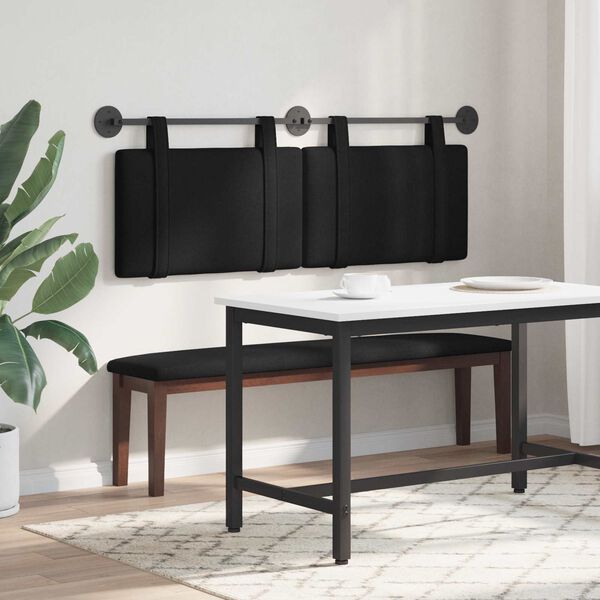 vidaXL H&auml;ngevorderseite Wandmontiert Uni Schwarz 130 x 55 x 5 cm Stoff