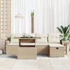 vidaXL Garten-Sofa-Set mit Kissen mit Speicher 6 pcs Beige Poly Rattan