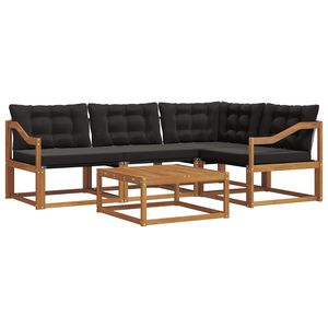 vidaXL Outdoor-Sofagarnitur mit Kissen 5 pcs Nat&uuml;rlich und Schwarz