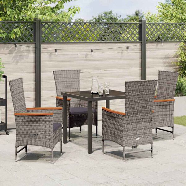 vidaXL Garten Essgruppe 5 pcs Grau Pulverbeschichteter Stahl
