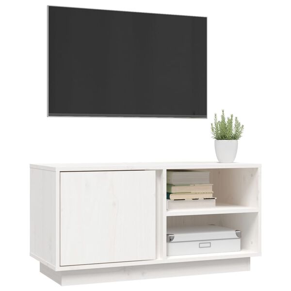 vidaXL TV-Schrank Weiß 80x35x40,5 cm Massivholz Kiefer