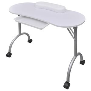 Klappbarer Manik&uuml;re-Tisch mit Rollen Wei&szlig;