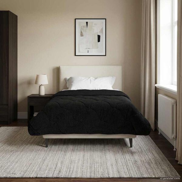 vidaXL Ganzjahresbettdecke Gepolstert Schwarz 155 x 200 cm