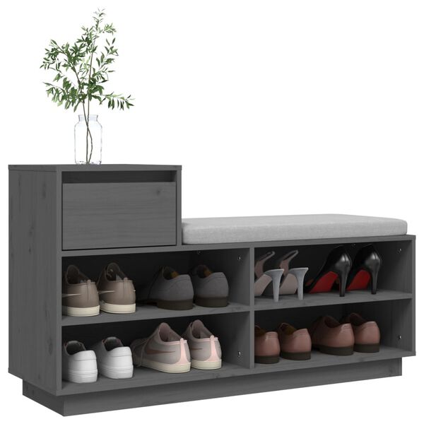 vidaXL Schuhregal Grau 110x34x61 cm Massivholz Kiefer