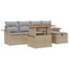 vidaXL Garten-Sofa-Set mit Kissen mit Speicher 6 pcs Beige Poly Rattan