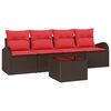 vidaXL Gartensofa-set 5 stk. 4-Sitzanzahl Beige und Rot Poly-Rattan