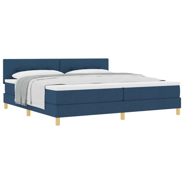 vidaXL Boxspringbett mit Matratze mit Kopfteil Blau 200 x 200 cm Stoff