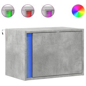 vidaXL Wand-Nachttisch mit LED-Leuchten Betongrau