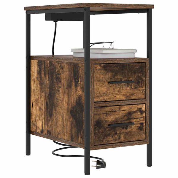 vidaXL Nachttisch Ger&auml;ucherte Eiche 30 x 48 x 61 cm Holzwerkstoff