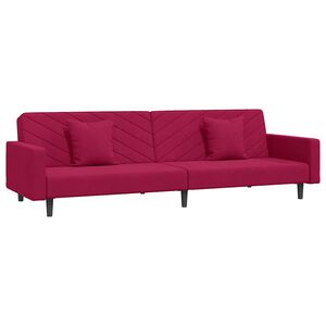 vidaXL Schlafsofa 2-Sitzer mit 2 Kissen Weinrot Samt