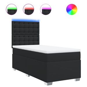 vidaXL Boxspringbett mit Matratze Schwarz Einzelbett Kunstleder