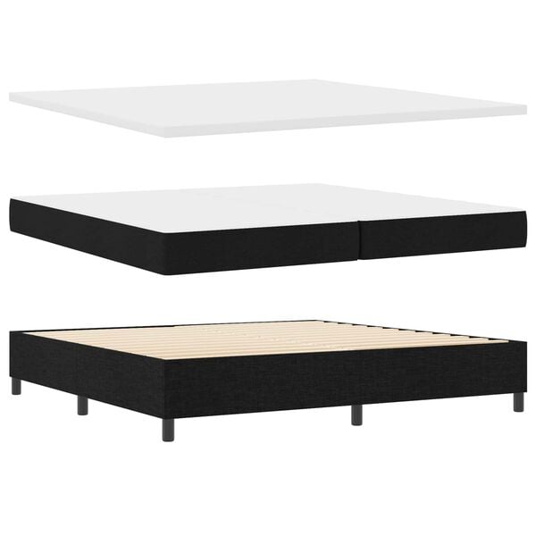 vidaXL Boxspringbett mit Matratze mit LED Schwarz 200 x 200 cm Stoff