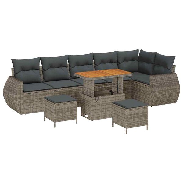 vidaXL Gartensofa-set 9 pcs Grau Poly-Rattan