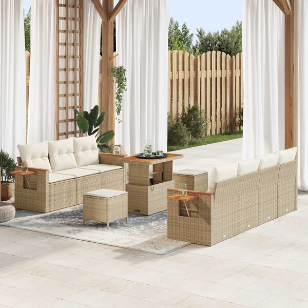 vidaXL Gartensofa-set mit Kissen 10 pcs Beige und Creme