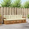 vidaXL Outdoor-Sofagarnitur mit Kissen 3 pcs Natur und Creme