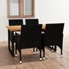 vidaXL 5-tlg. Garten-Essgruppe mit Kissen Poly Rattan Schwarz